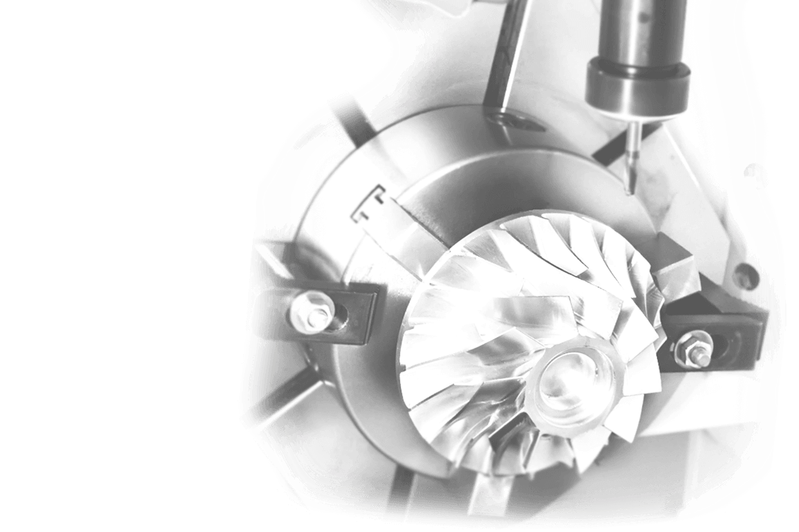 A faded image of precision CNC machining services being performed